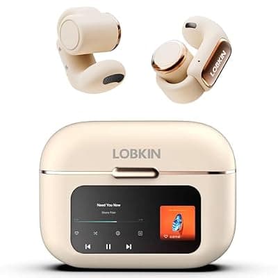[LOBKIN] LOBKIN Open Ear Earbuds Clip On Headphones Wireless Bluetooth 5.4 Adaptive S10 S9 Tablets (White) (White)