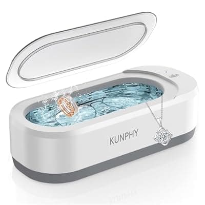 [kunphy] KUNPHY Ultrasonic Jewelry Cleaner, Jewelry Cleaner Machine 12oz 46KHz, Professional Sonic Cleaner with One-Touch Operation, Sonic Cleaner for Rings, Glasses, Jewelry, Dentures White