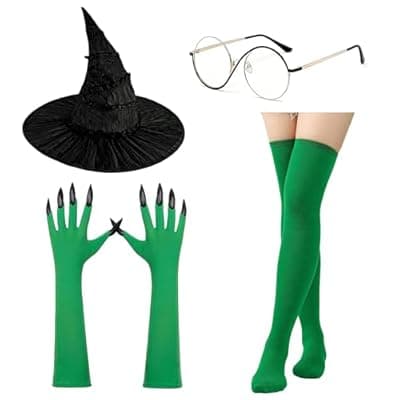[Yvuovtts] Yvuovtts Halloween Elphaba Witch Costume Set Cape Costume Accessories for Women for Cosplay Dress Up