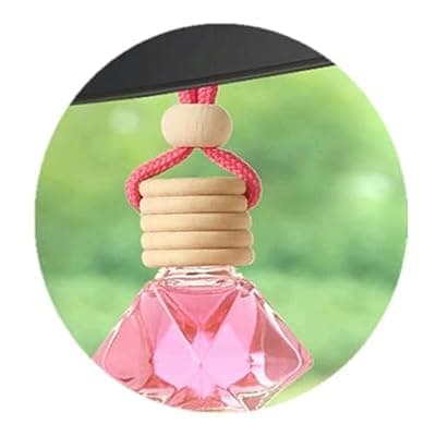 [mudong] Red Car Air Freshener 8ML Car Perfume Glass Pendant 2PCS with 20ML Spare Natural Perfume Decoration Car Perfume Air Freshener(Lover)