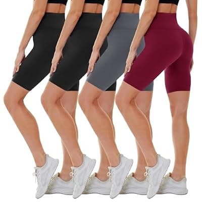 [CAMPSNAIL] CAMPSNAIL 4 Pack Biker Shorts for Women High Waist - 5"/8" Tummy Control Soft Athletic Yoga Workout Running Gym Shorts