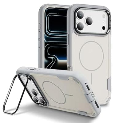 [SportNTech] SportNTech Phone Case for iPhone, Universal Protective Cover MAg Safe with Stand (White, i17PM)
