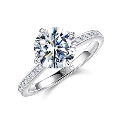[Ritach] Ritach 2CT Moissanite Rings for Women - D Color VVS1 Clarity Round Brilliant Cut Moissanite Engagement Ring S925 Sterling Silver Wedding Promise Rings for Her Engagement Anniversary Birthday Gifts