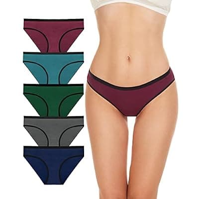 [YADIFEN] YADIFEN 5 Pack Cotton Underwear for Women Hipster Panties Low Briefs Bikini Underwears