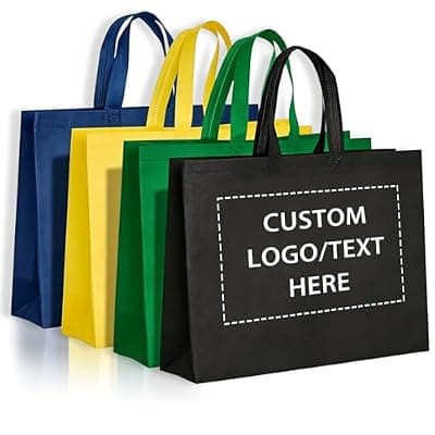 [Wubaijin] Custom Logo Non-Woven Tote Bags 50–1000 pack, Washable & Reusable, 15” W x 12” H x 4” Perfect for Trade Shows, Corporate Gifts, Retail & Promotional Events （Horizontal