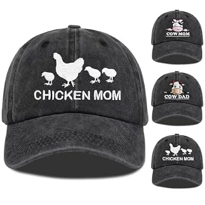 [ZVUZVO] ZVUZVO Chicken Mom Hat, Chicken Cow Farms Gifts, Cow Mom/Dad Baseball Hat Adjustable Embroidered Farmer Baseball Cap
