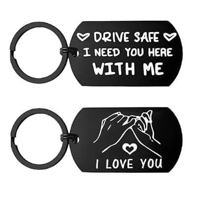 [EUIQUE] EUIQUE Drive Safe Keychain Gift for Him Husband Boyfriend from Wife Girlfriend Birthday Valentine’s Day I Love you Gifts