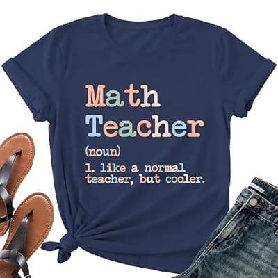 [Vrytw] Math Teacher Shirts for Women-Teaching Life Short Sleeves Cute Teacher Appreciation Tee Tops