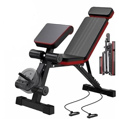 [ALSO GO] ALSO GO Foldable Weight Bench, Workout Benches with Leg Extension, Foldable Incline Decline Adjustable Bench for Full Body Strength Training Equipment,Home Gym