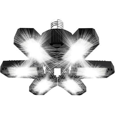 [Maliralt] Maliralt LED Garage Lights Bulb 1 Pack 120W Led Screw in Garage Lights 12000LM 6500K Bright LED Garage Ceiling Lights Deformable Garage Shop Light for Attic Basement Workshop Commercial Bay Lighting
