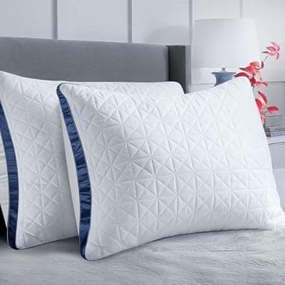[Slybear] Slybear Pillows Queen Size Set of 2, Queen Pillows 2 Pack, Cooling Hotel Luxury Pillow for Bed Sleeping, Supportive Breathable Down Alternative Gusseted Pillow for Side Stomach or Back Sleepers