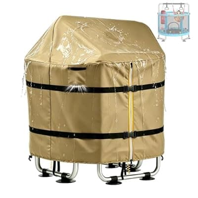 [tomreky] Trampoline Cover Top Shade for Mini 55" Round Kids Trampoline,Outdoor Waterproof Heavy Duty 600D Oxford with Two Straps Windproof for Small Kiddies Jumper with Bar