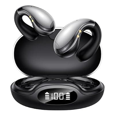 [EEXXYZ] EEXXYZ 2026 Open Ear Earbud Ultra Clip on Earbuds with Assistant Audifonos Traductores Inglés Español Bone Conduction Headphones AI Translation Earbuds Real Time for Travel Business (Black)
