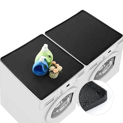 [YOJOB] 2 PCS Washer and Dryer Covers for the Top 25.6" X 25.6" Silicone Waterproof Washer Dryer Countertop Cover Anti-Slip Washing Machine Cover Washable Washer Dryer Top Protector Mat for Laundry (Black)