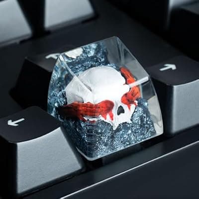 [Generic] Artisan Keycaps Bloody Skull Resin Escape Custom ESC 1U SA R1 Prolfile, Handmade for MX Switch Outline Design Mechanical Keyboards Keycap