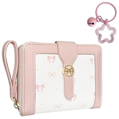 [Gleease] Gleease Cute Wallet Girls Bow Small Little Wallets For Women Zipper Coin Pocket Purse (Pink)