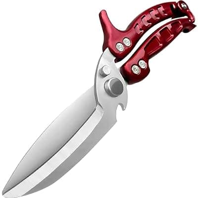 [LUPOGRIGIO] Kitchen Scissors, Poultry Shears Heavy Duty, Stainless Steel Kitchen Scissors for Turkey, Chicken, Thanksgiving, Christmas Day(Burgundy)
