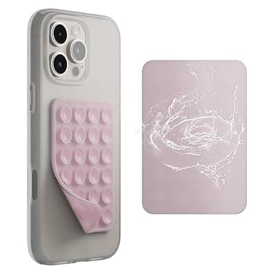 [SEMBO] SEMBO Reusable & Restickable Nano Gel Silicone Sticky Suction Phone Grip with Removable Mounting Tape, Hands-Free Phone Accessories Holder for Selfies and Videos(Pink)