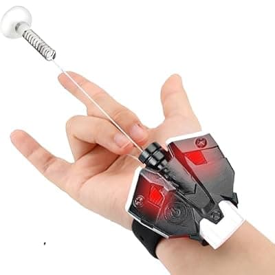 [Web Launcher String Shooters] Web Shooters Real,Silk Launcher Wrist Toy for Kids with Magnetic Sensor Light, 8 FT Realistic Web Launcher String, Cool Gadgets String Gloves Shooters Toy for Superhero Role-Play (Black)
