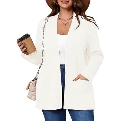 [AusLook] AusLook Women's Plus Size Lightweight Open Front Cardigan Long Sleeve Sweater Winter Coats Shrugs Jacket Shawls and Wraps
