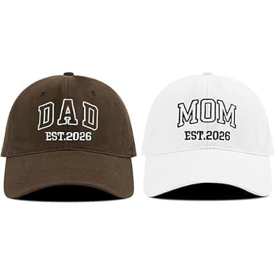 [Skdgih] Est 2026 Family Hats, Embroidered Matching Baseball Caps for New Parents, Cute Pregnancy Announcement Gifts