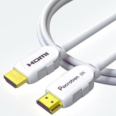 [Pacroban] Pacroban 8K HDMI Cable (6ft) White,8K 60, 4K 120, and up to 10K Resolution, eARC,QFT, QMS, VRR,48Gbps Bandwidth, Dynamic HDR, HDCP 2.2 & 2.3, DTS:X, Dolby Atmos, Dynamic HDR, CL3 in-Wall Safe