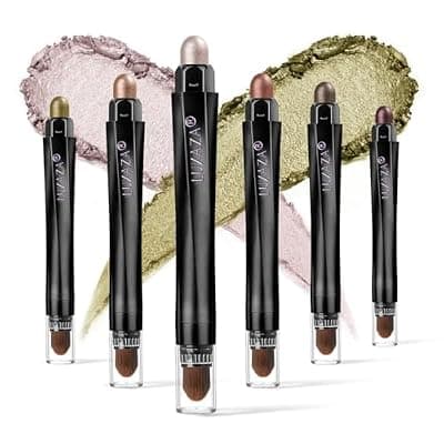 [LUXAZA] LUXAZA 6PCS Champagne Pink Eyeshadow Stick Makeup Sets, Long Lasting Cream Shadow,Metallic And Matte Shimmer Eye Shadow Eye Brightener Stick Pencil Crayon, B04-Champagne Pink