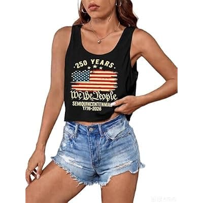 [T&Twenties] T&Twenties American Flag Tank Top for Women,4th of July Stars Striped Racerback Tees Sleeveless Patriotic USA Flag Vest Tops