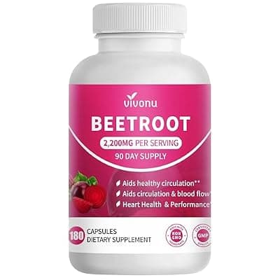 [VivoNu] VivoNu Beetroot Capsules | Beet Root Supplement* 2,000 mg of Beet Root Powder, Enriched with CoQ10 and Grape Seed Extract，Healthy sBlood Pressure Levels and sCardiovascular* Wellness