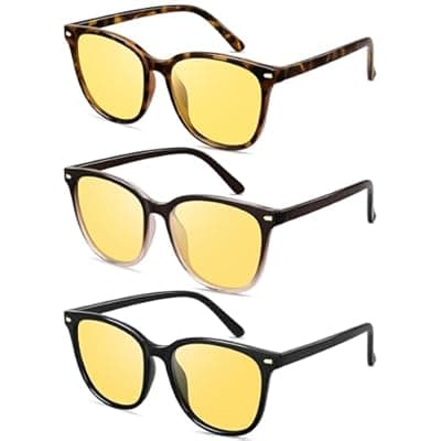 [YMRFW] YMRFW Polarized Night Vision Glasses for Women Driving Yellow Lens Reduce Glare Safety Nighttime UV400 Protection