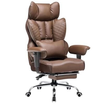 [COMHOMA] COMHOMA Big and Tall Office Chair Heavy Duty Wide Ergonomic Gaming Chair with Deluxe Embossing Designed Leather with Foot Rest,150°Reclining Adjustable Armrests Pocket Spring Back Support and Pillow