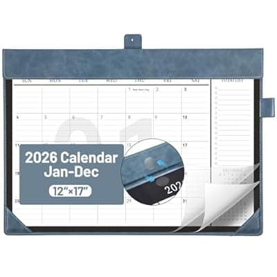 [bibiage] Bibiage Desk Calendar 2026 Jan to Dec with Plastic Cover, Large Desktop Calendar 12"x17" with to-do List, Wall Calendar Leather Hard Back, Large Ruled Block, Monthly Flip, Desk Decor, Office Supplies,