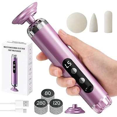 [Generic] Electric Callus Remover for Feet, Cordless Foot Sander with 5 Speeds | Upgraded 1200RPM, 3-in-1 File, LED Display, 3-Hour Battery, 50 Discs, Heel Grinder, Home Pedicure Gift for Women Men