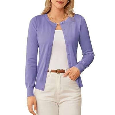 [GRACE KARIN] GRACE KARIN Womens Long Sleeve Knit Cardigan Sweaters Casual Dressy Open Front Button Down Cardigans Summer Outfits