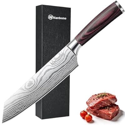 [Nanbone] Nanbone 8 Inch Kiritsuke Knife Japanese Chef Knife for Home Kitchen Sushi Fish Meat High Carbon Stainless Steel Kitchen Knife Ultra Sharp Cooking Knives with Ergonomic Handle, Great Gift for Men Women