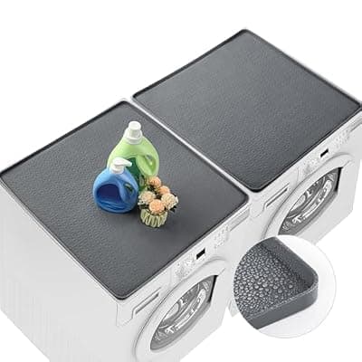 [YOJOB] 2 PCS Washer and Dryer Covers for the Top 25.6" X 25.6" Silicone Waterproof Washer Dryer Countertop Cover Anti-Slip Washing Machine Cover Washable Washer Dryer Top Protector Mat for Laundry (Grey)