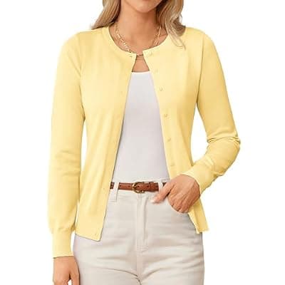 [GRACE KARIN] GRACE KARIN Womens Long Sleeve Knit Cardigan Sweaters Casual Dressy Open Front Button Down Cardigans Summer Outfits