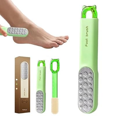 [Generic] Foot File 2-in-1 Pedicure Scrubber Tool - Stainless Steel Dual-Sided & Callus Remover, Durable Easy-to-Clean Rasp for Hard Dead Skin, Corn Removal & Soft Feet, Dry & Wet Use (Green)