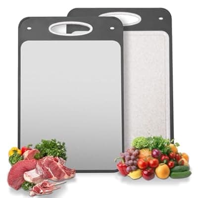 [Qianying] Titanium Cutting Boards for Kitchen - Katuchef Non Toxic Double Sided Metal for Meat/Fish & Wheat Straw PP for Fruits/Vegetables, Dishwasher Safe, Pure Titanium Easy Clean Chopping Board Large