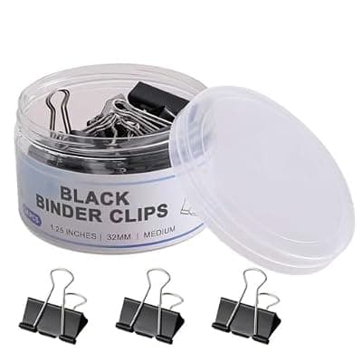 [FAOGO] FAOGO Medium Binder Clips 1.25 Inch, 24 Pcs for Home, Office, High Power Portable