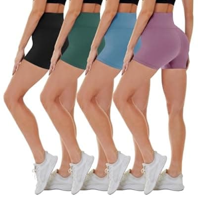 [CAMPSNAIL] CAMPSNAIL 4 Pack Biker Shorts for Women High Waist - 5"/8" Tummy Control Soft Athletic Yoga Workout Running Gym Shorts