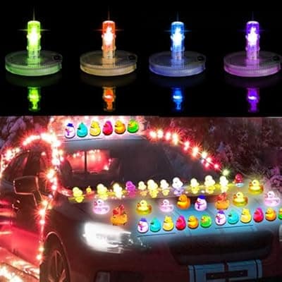[Generic] Light Up Duck Plugs, Led Light Duck Plug Holder,16 Luminous Modes On-Off Control Led Lamp Rubber Duck Mount, Duck Holder Mount for Car Lover Car LED Lights Christmas (Excluding Rubber Duck) (4PCS)