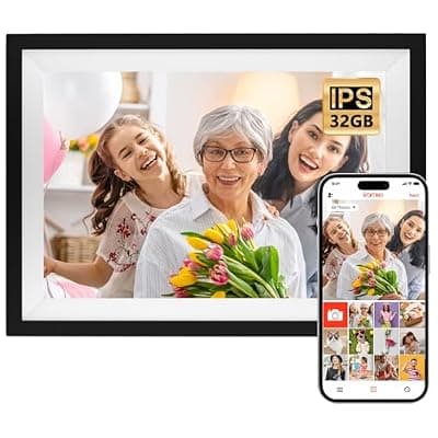 [WDYQJE] 10.1 Inch Digital Picture Frame WiFi, Frameo Digital Picture Frame, Smart Cloud Electronic Picture Frame with 32GB Storage, Easy Setup to Share Photos/Videos via Frameo App
