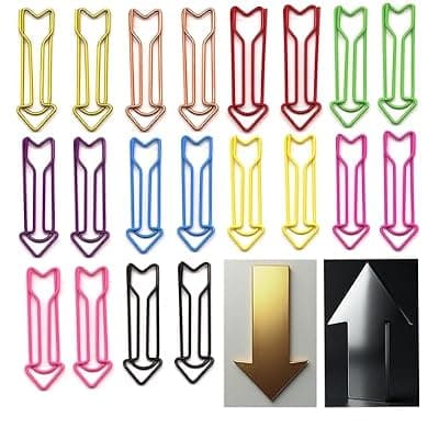 [Upquzzfy] Upquzzfy 80 Pcs Arrow -Shaped Paper Clips Set, Multicolor Metal Cute Paperclips for School & Office - Perfect for Organizing Documents & Bookmarks & Decor