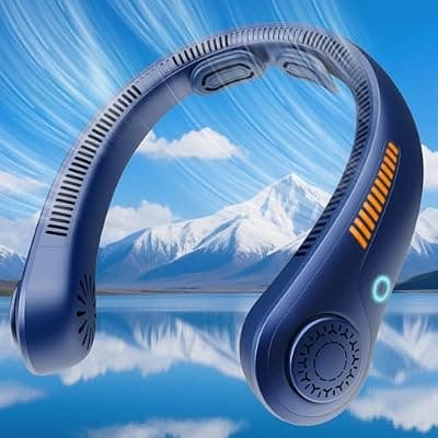 [AUIIAH] AUIIAH Portable Neck Fan Rechargeable Wearable Personal Fan Blow Cold Air, 5 Speeds, USB Battery, Neck Cooler with Neckbrace, Gift for Men Women, Sports, Gardening, Home, Outdoors, Travel, Camping