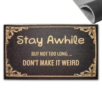[Accssoey] Accssoey Funny Welcome Doormat Stay Awhile, Funny Coir Doormat Home Decor Mat Anti-Slip Novelty House Warming Mats 30"x17"