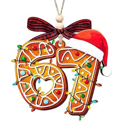 [YXOTJHS] 67 Ornament, 6 7 Christmas Ornaments 2026, Funny Christmas Ornament, Wood Gingerbread 67 Meme Ornaments for Kids, 6 7 Gifts