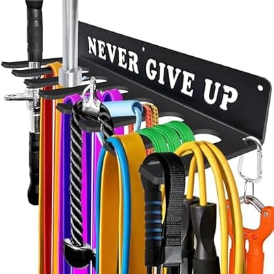[Bliocefo] Gym Home Rack 8 Hook Heavy-Duty Wall-mounted Organizer Multi-Purpose Workout Gear Wall Hanger Storage for Resistance Bands Jump Ropes Lifting Belt Fitness Bands Barbells Carabiners Included