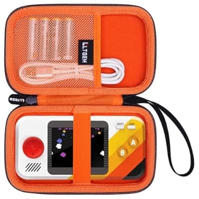 [L LTGEM] LTGEM Case Compatible with My Arcade Handheld Portable Video Game Console, Hard Shell Travel Carrying Storage Bag - Black+Orange(Case Only)