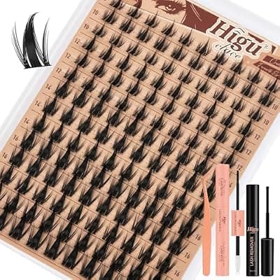 [Higu clace] Higu clace Manga-Lash-Clusters Kit 10-18mm,Natural Lash Cluster D curl,Lash Clusters Kit with Bond and Seal Remover and Tweezers, DIY Lash Extension at Home(140pcs-Manga-set)